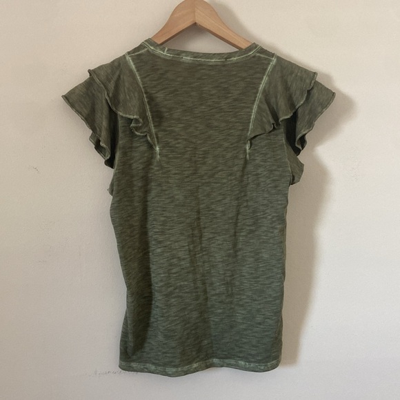 Veronica Beard -Bea Ruffle Tee In Army Green - Picture 7 of 9